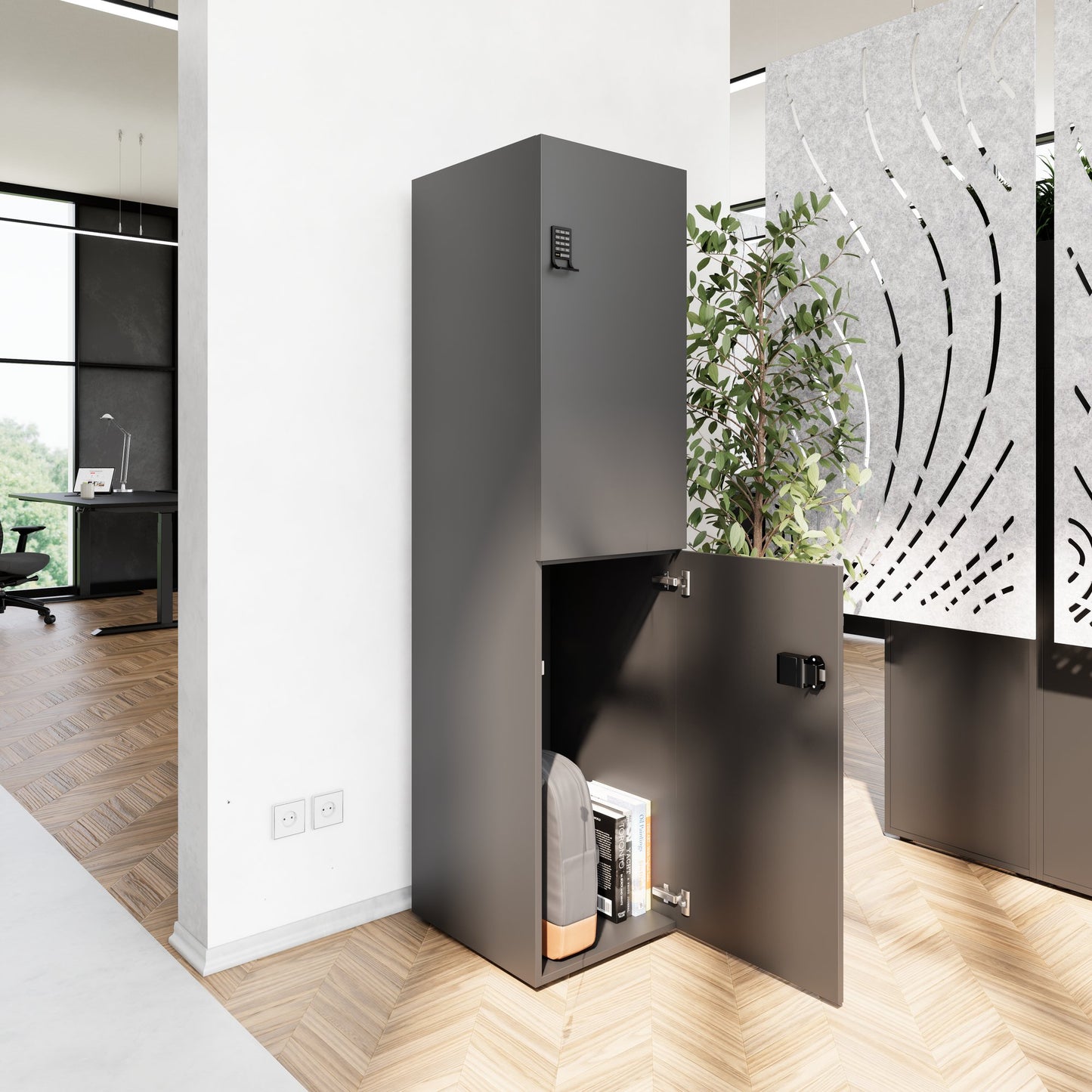 CHOICE Spind | 450 x 1820 mm, 2 große oder 4 kleine Schließfächer, Anthrazit