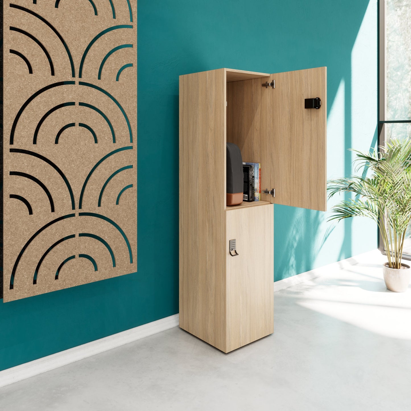 CHOICE Spind | 450 x 1820 mm, 2 große oder 4 kleine Schließfächer, Bernsteineiche