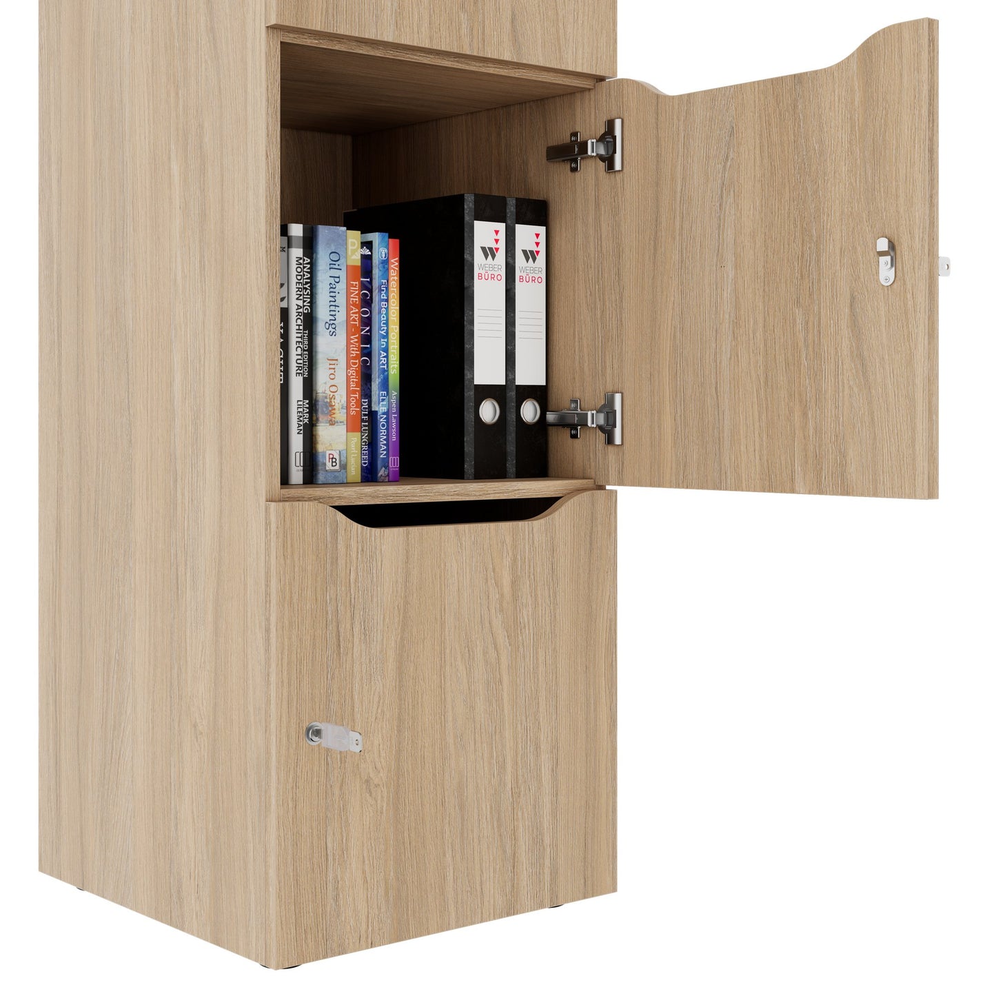 CHOICE Spind | 450 x 1820 mm, 2 große oder 4 kleine Schließfächer, Bernsteineiche