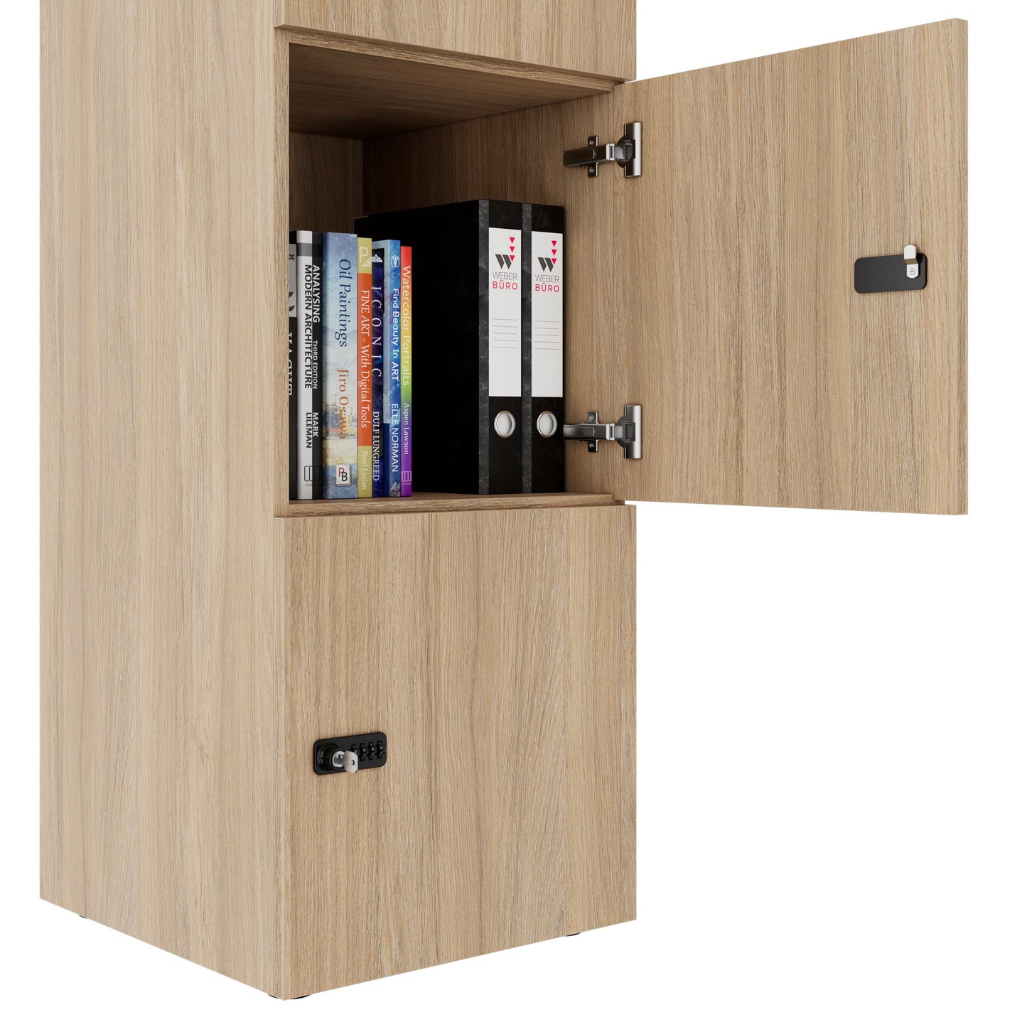 CHOICE Spind | 450 x 1820 mm, 2 große oder 4 kleine Schließfächer, Bernsteineiche