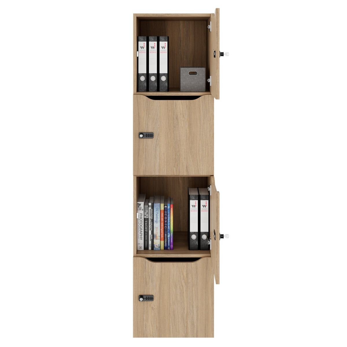 CHOICE locker | 450 x 1820 mm, 2 large or 4 small lockers, amber oak - 2 Lightbox Main Image