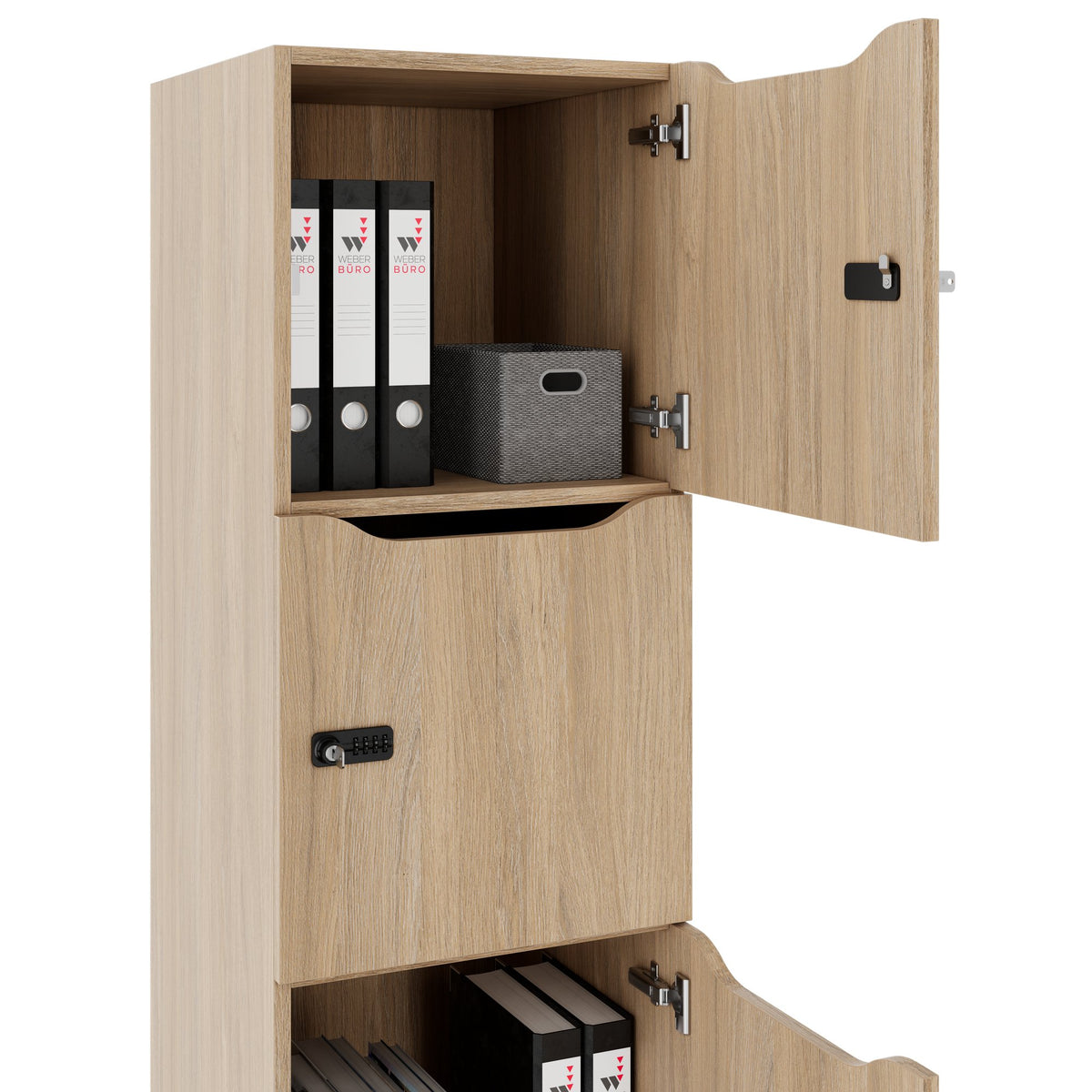 CHOICE locker | 450 x 1820 mm, 2 large or 4 small lockers, amber oak - 4 Lightbox Main Image