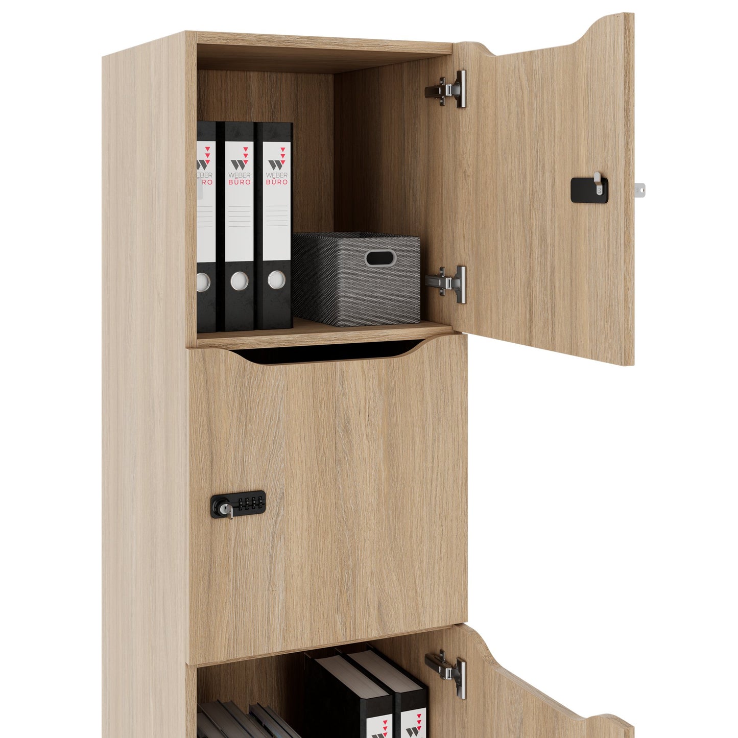 CHOICE Spind | 450 x 1820 mm, 2 große oder 4 kleine Schließfächer, Bernsteineiche