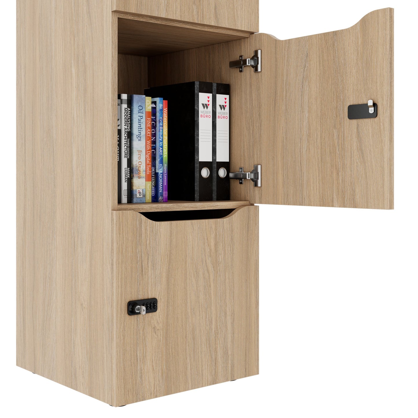 CHOICE Spind | 450 x 1820 mm, 2 große oder 4 kleine Schließfächer, Bernsteineiche