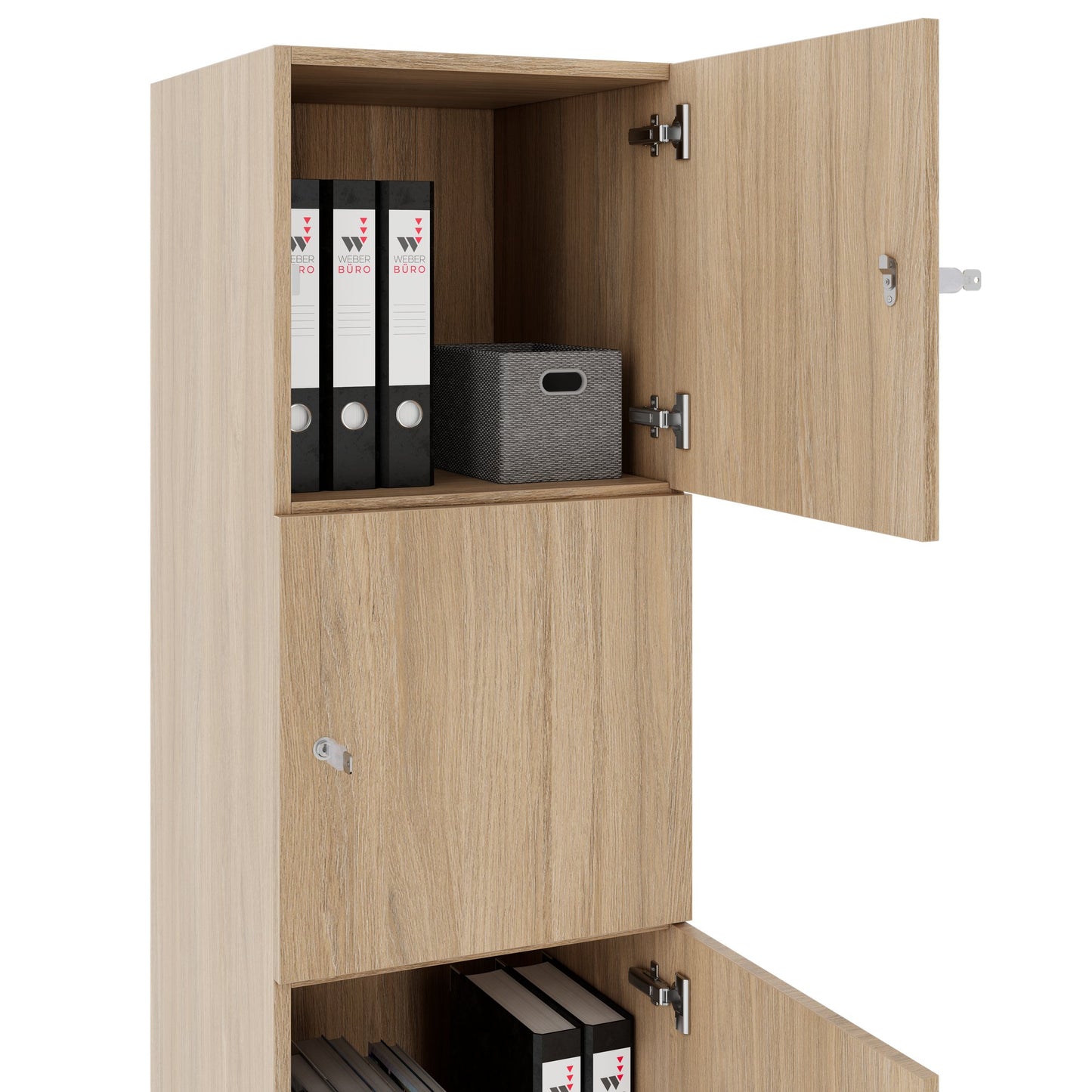 CHOICE Spind | 450 x 1820 mm, 2 große oder 4 kleine Schließfächer, Bernsteineiche