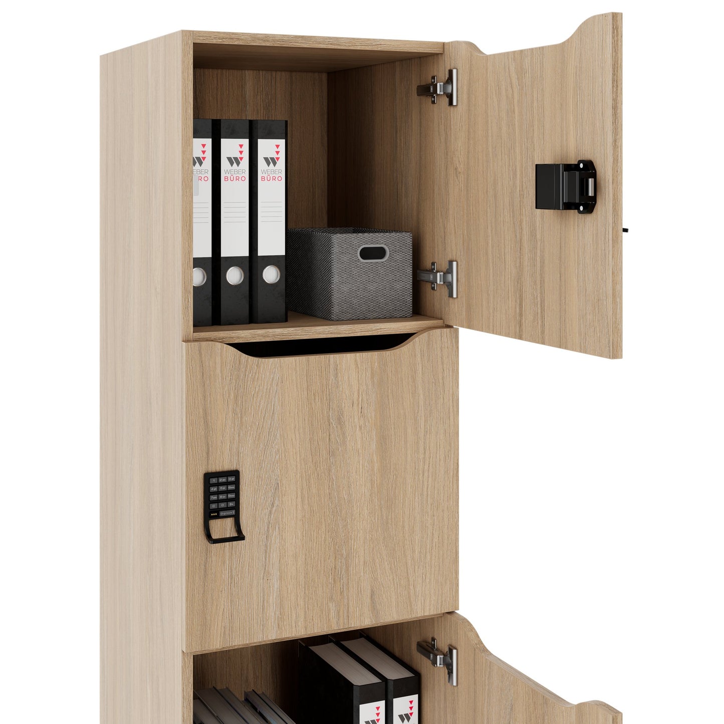 CHOICE Spind | 450 x 1820 mm, 2 große oder 4 kleine Schließfächer, Bernsteineiche