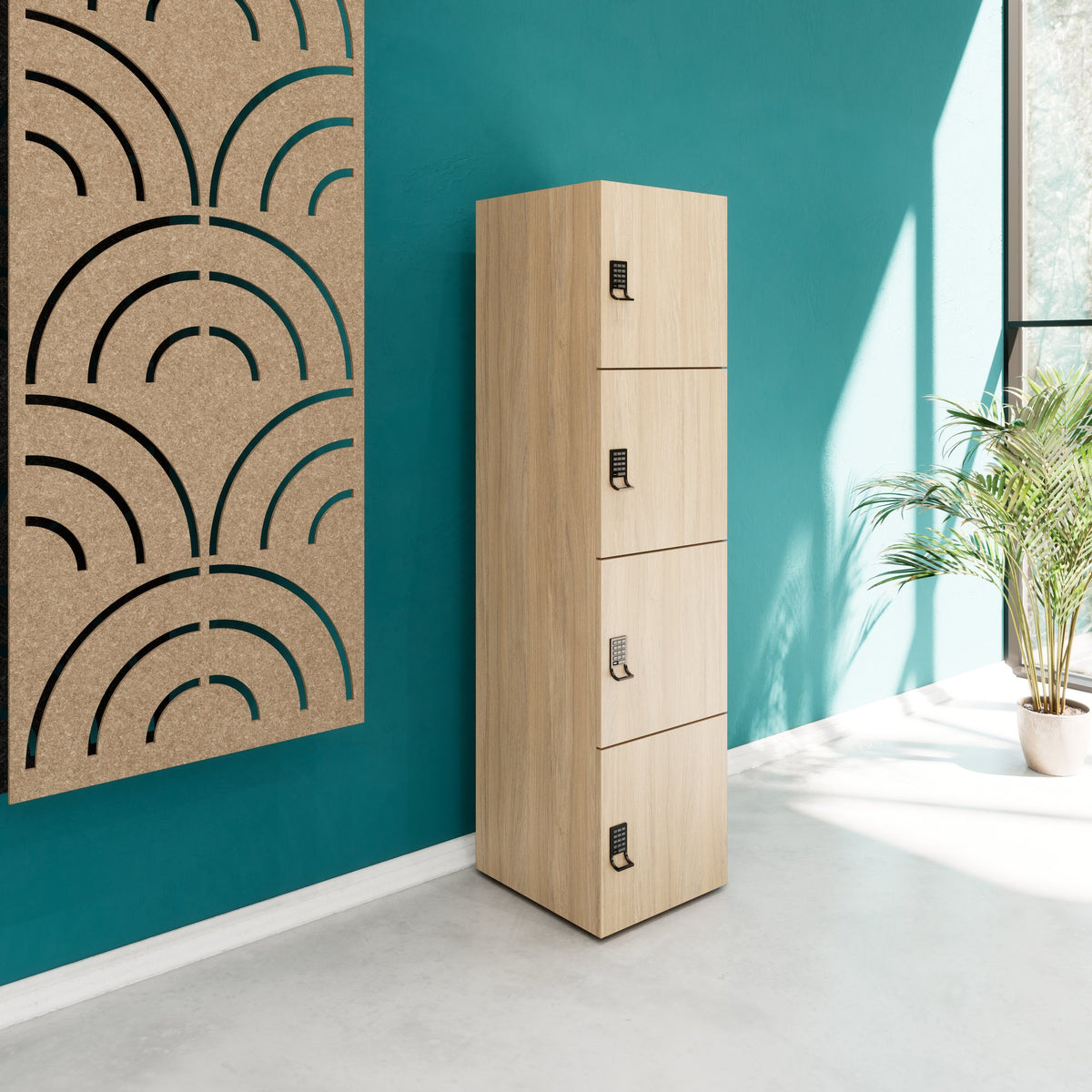 CHOICE locker | 450 x 1820 mm, 2 large or 4 small lockers, amber oak - 8 Lightbox Main Image