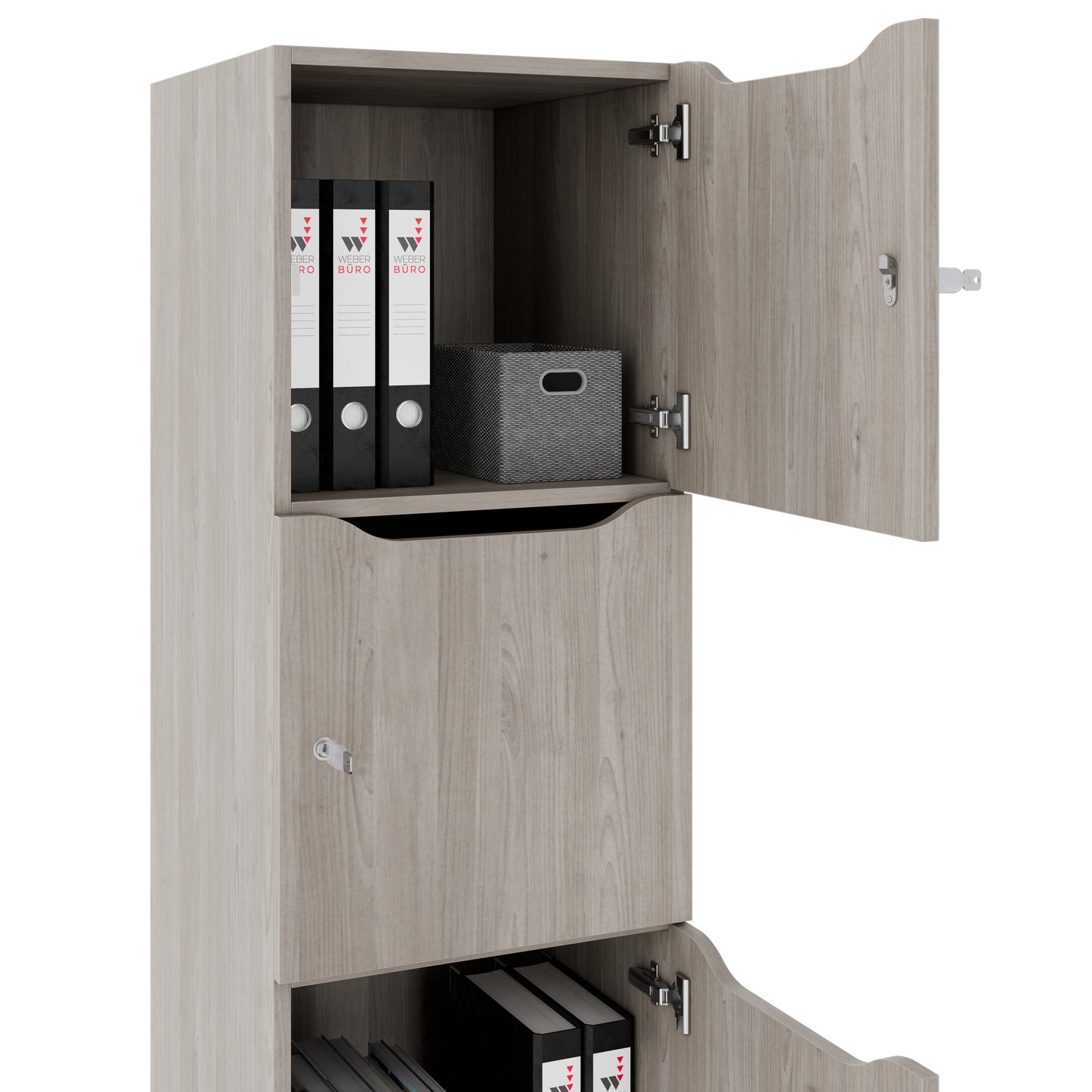 CHOICE Spind | 450 x 1820 mm, 2 große oder 4 kleine Schließfächer, Nordeiche grau