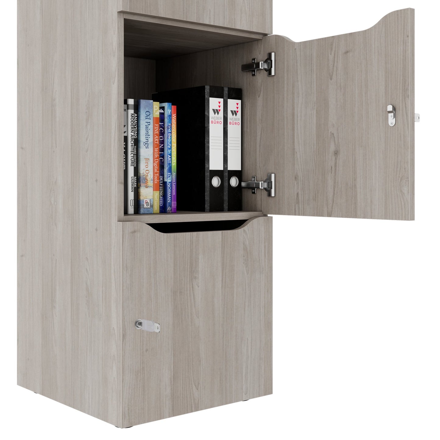 CHOICE Spind | 450 x 1820 mm, 2 große oder 4 kleine Schließfächer, Nordeiche grau