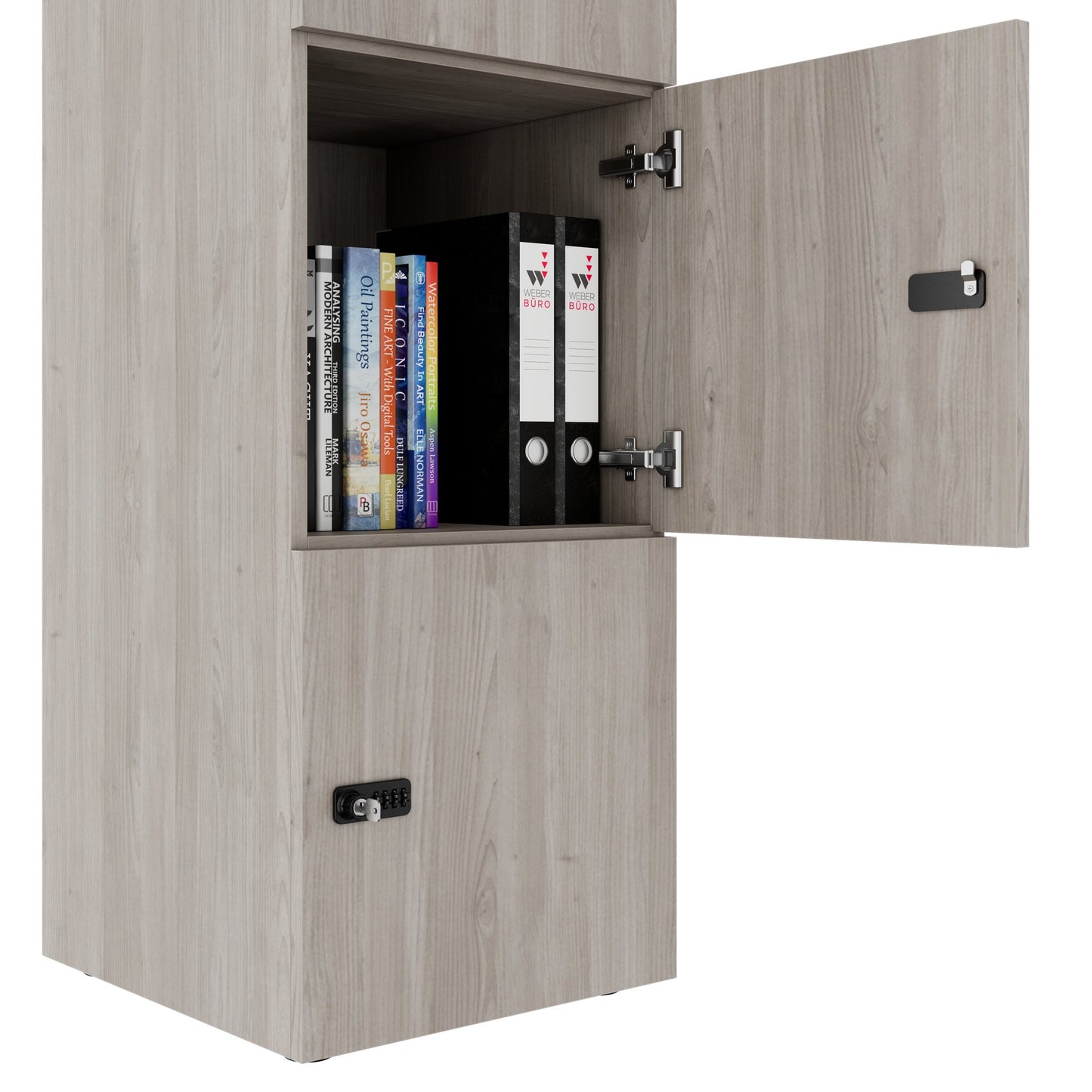 CHOICE Spind | 450 x 1820 mm, 2 große oder 4 kleine Schließfächer, Nordeiche grau