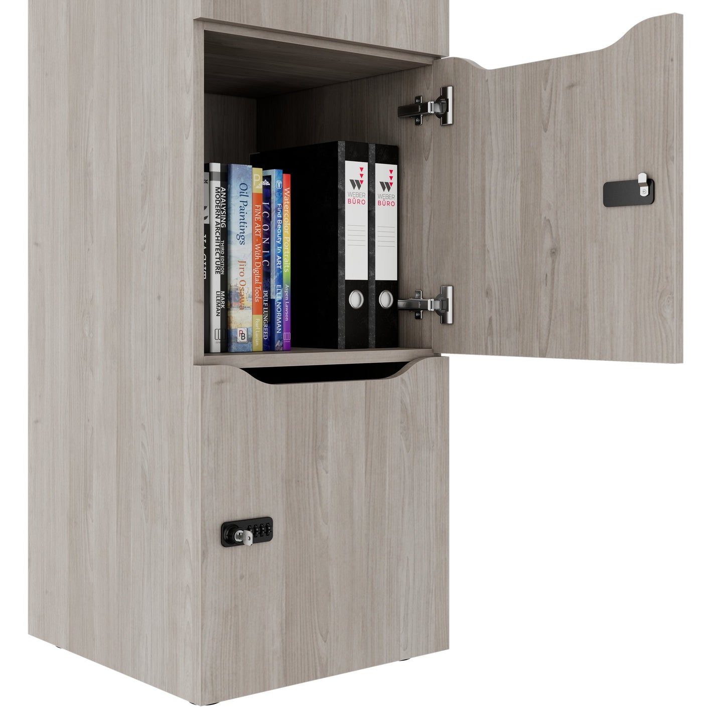 CHOICE Spind | 450 x 1820 mm, 2 große oder 4 kleine Schließfächer, Nordeiche grau