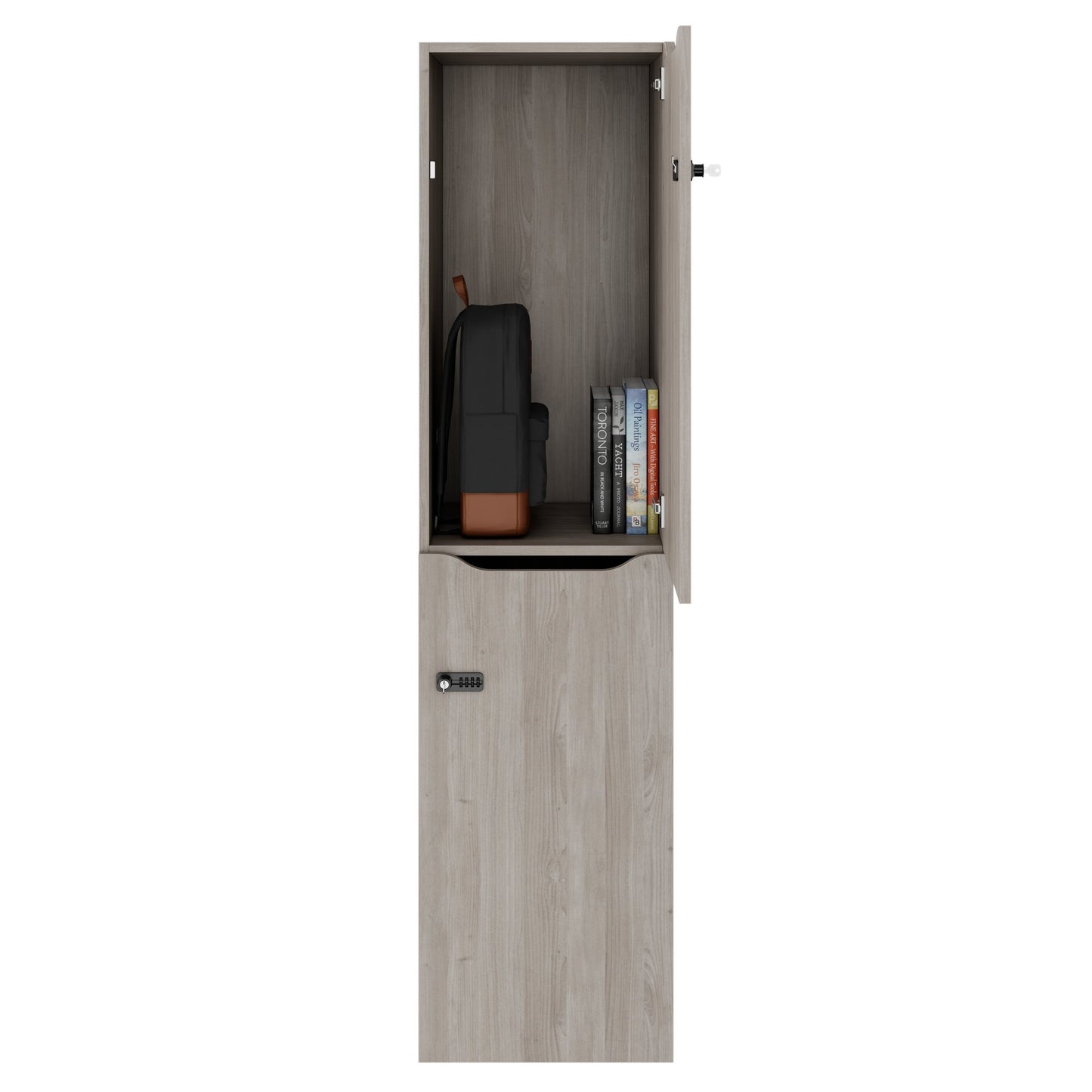 CHOICE Spind | 450 x 1820 mm, 2 große oder 4 kleine Schließfächer, Nordeiche grau