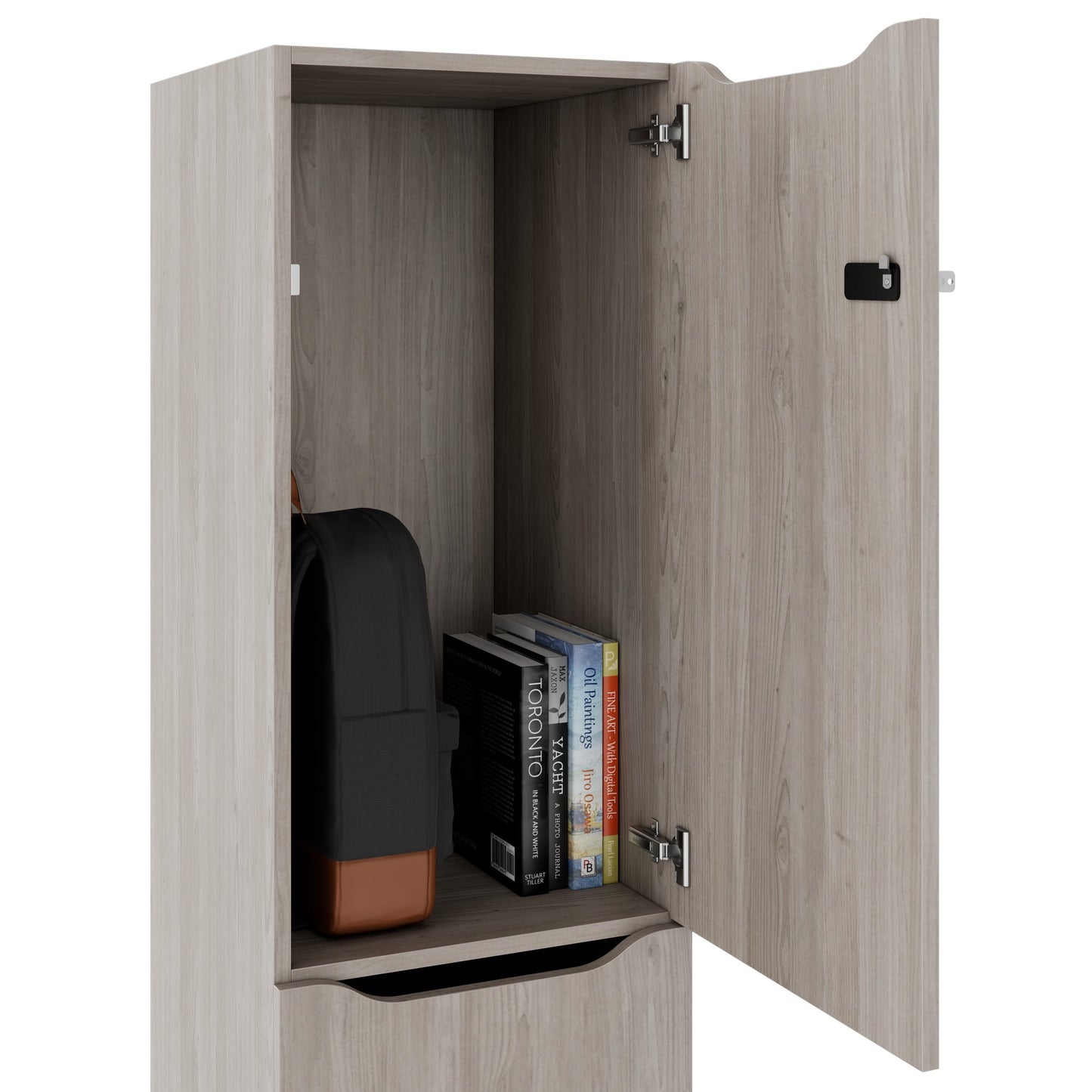 CHOICE Spind | 450 x 1820 mm, 2 große oder 4 kleine Schließfächer, Nordeiche grau