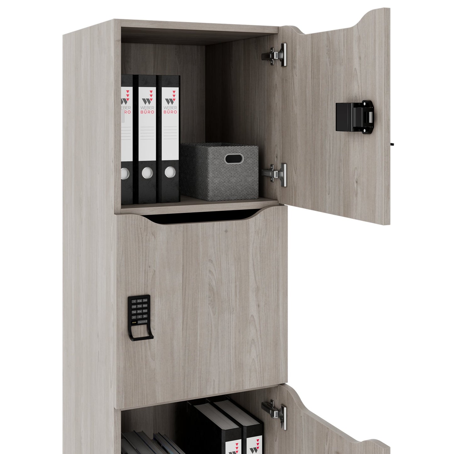 CHOICE Spind | 450 x 1820 mm, 2 große oder 4 kleine Schließfächer, Nordeiche grau