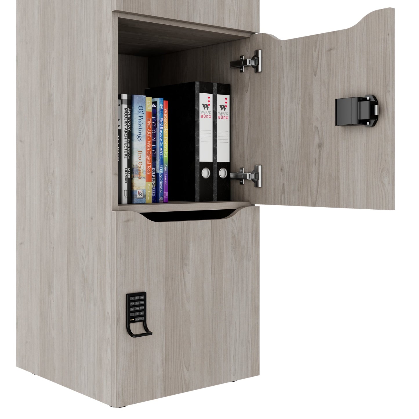 CHOICE Spind | 450 x 1820 mm, 2 große oder 4 kleine Schließfächer, Nordeiche grau