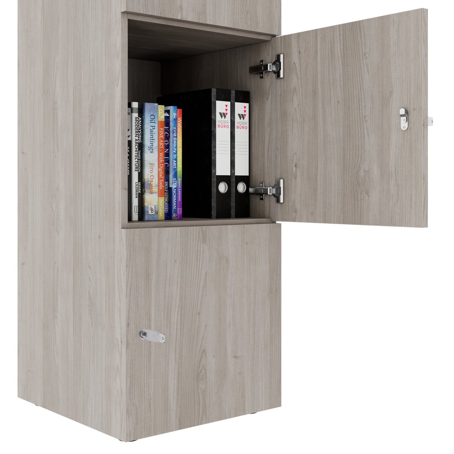 CHOICE Spind | 450 x 1820 mm, 2 große oder 4 kleine Schließfächer, Nordeiche grau