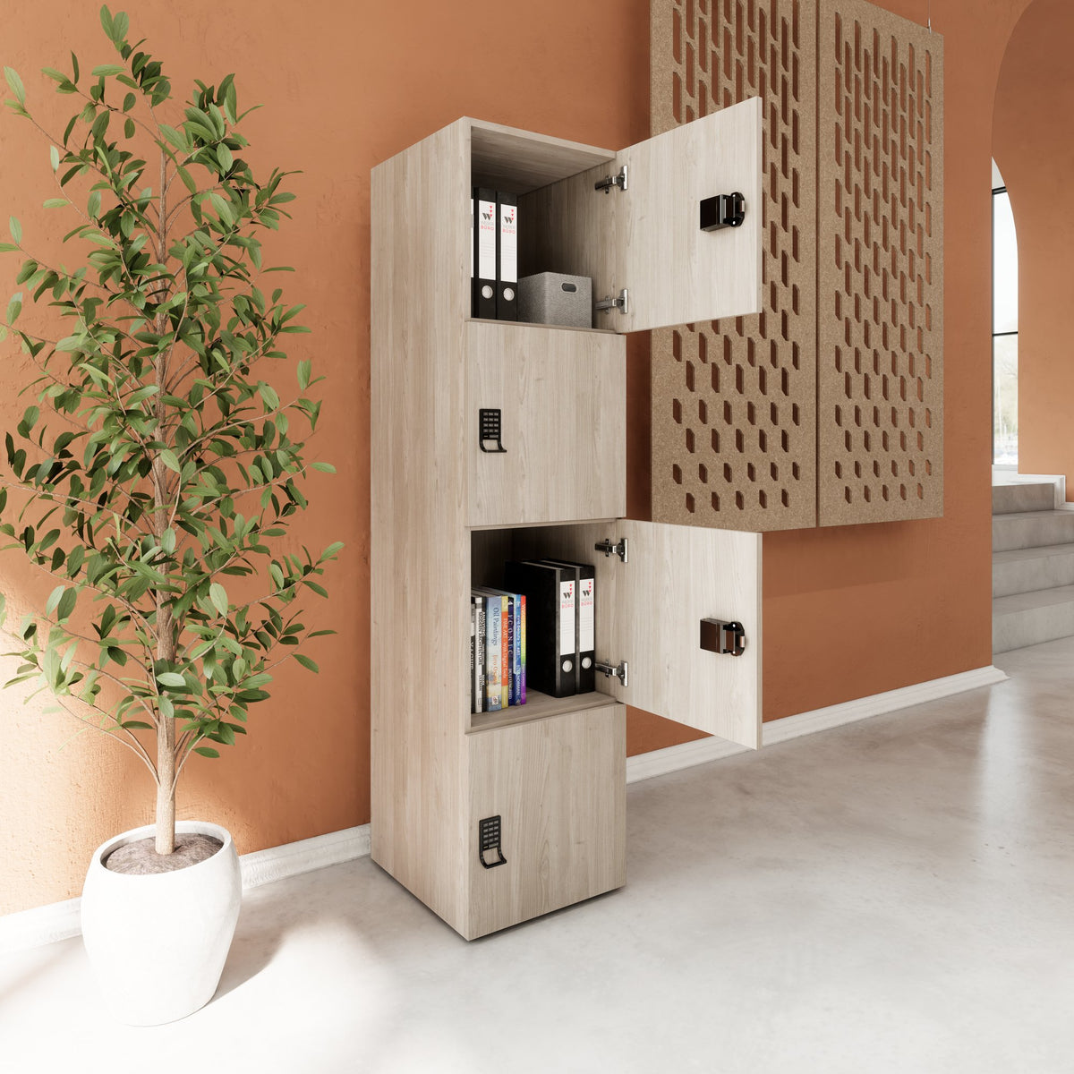 Armadietto CHOICE | 450 x 1820 mm, 2 armadietti grandi o 4 piccoli, rovere nordico grigio - 8 Lightbox Main Image