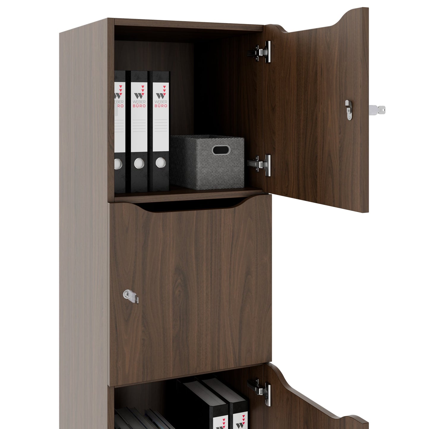 CHOICE Spind | 450 x 1820 mm, 2 große oder 4 kleine Schließfächer, Nussbaum