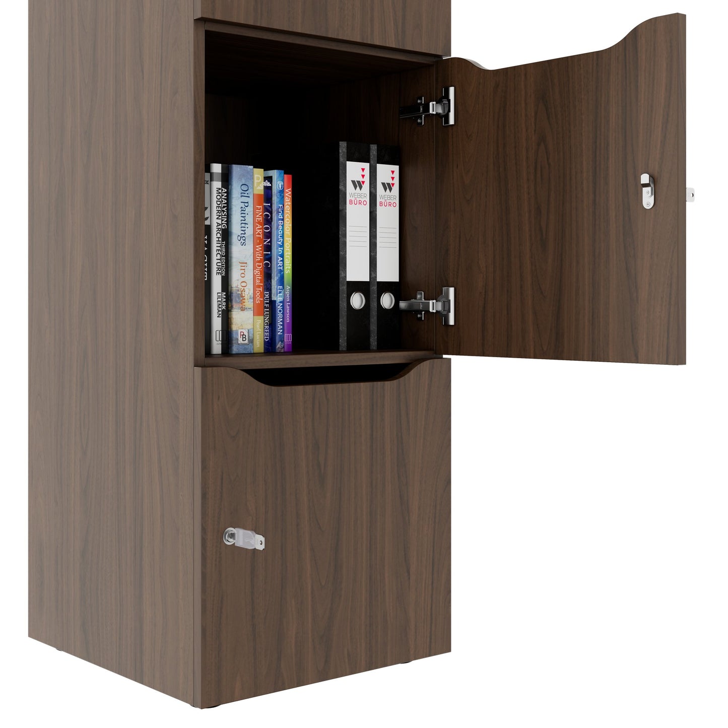 CHOICE Spind | 450 x 1820 mm, 2 große oder 4 kleine Schließfächer, Nussbaum