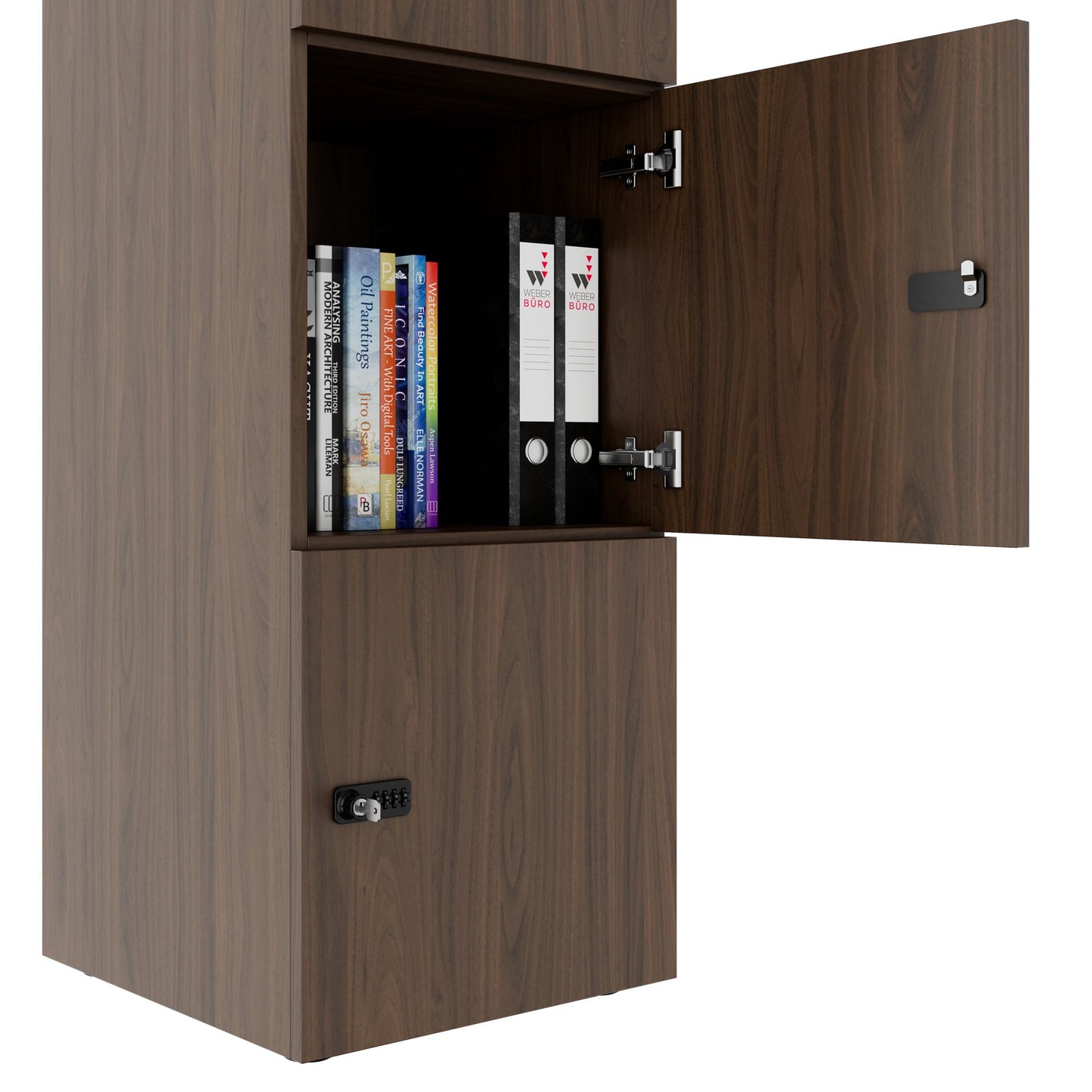 CHOICE Spind | 450 x 1820 mm, 2 große oder 4 kleine Schließfächer, Nussbaum