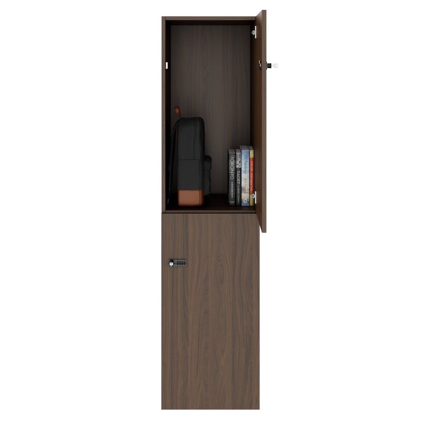 CHOICE Spind | 450 x 1820 mm, 2 große oder 4 kleine Schließfächer, Nussbaum