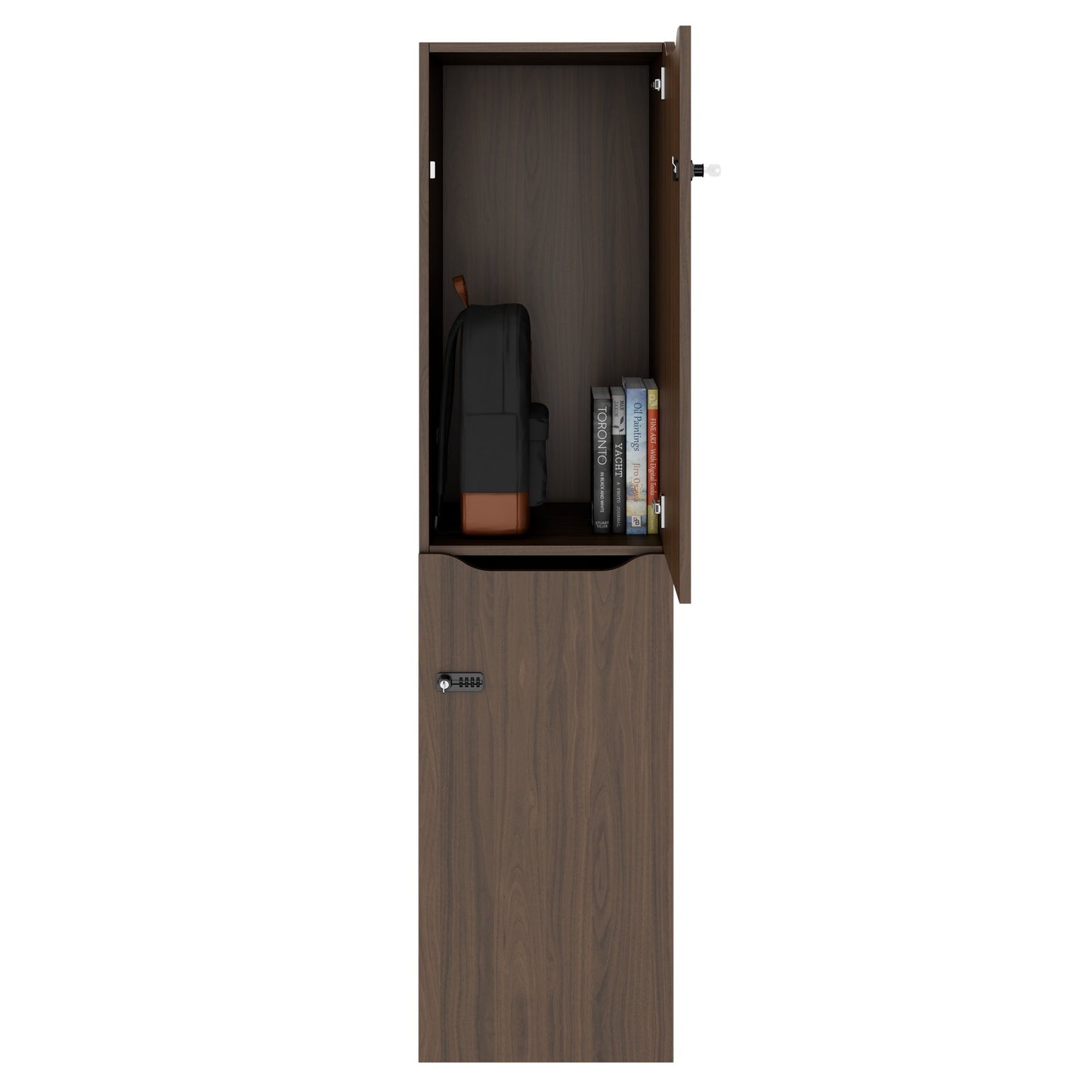 CHOICE Spind | 450 x 1820 mm, 2 große oder 4 kleine Schließfächer, Nussbaum