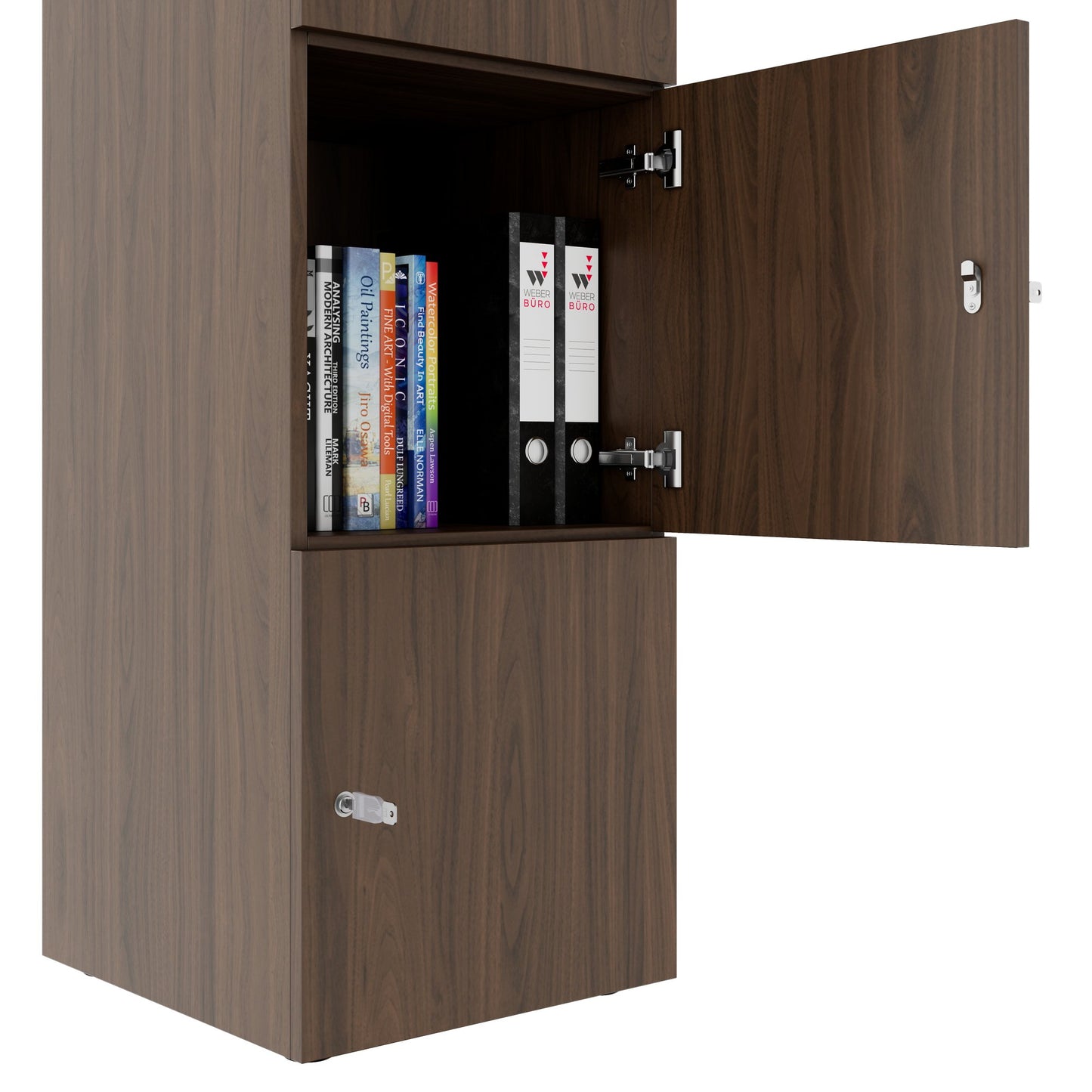 CHOICE Spind | 450 x 1820 mm, 2 große oder 4 kleine Schließfächer, Nussbaum