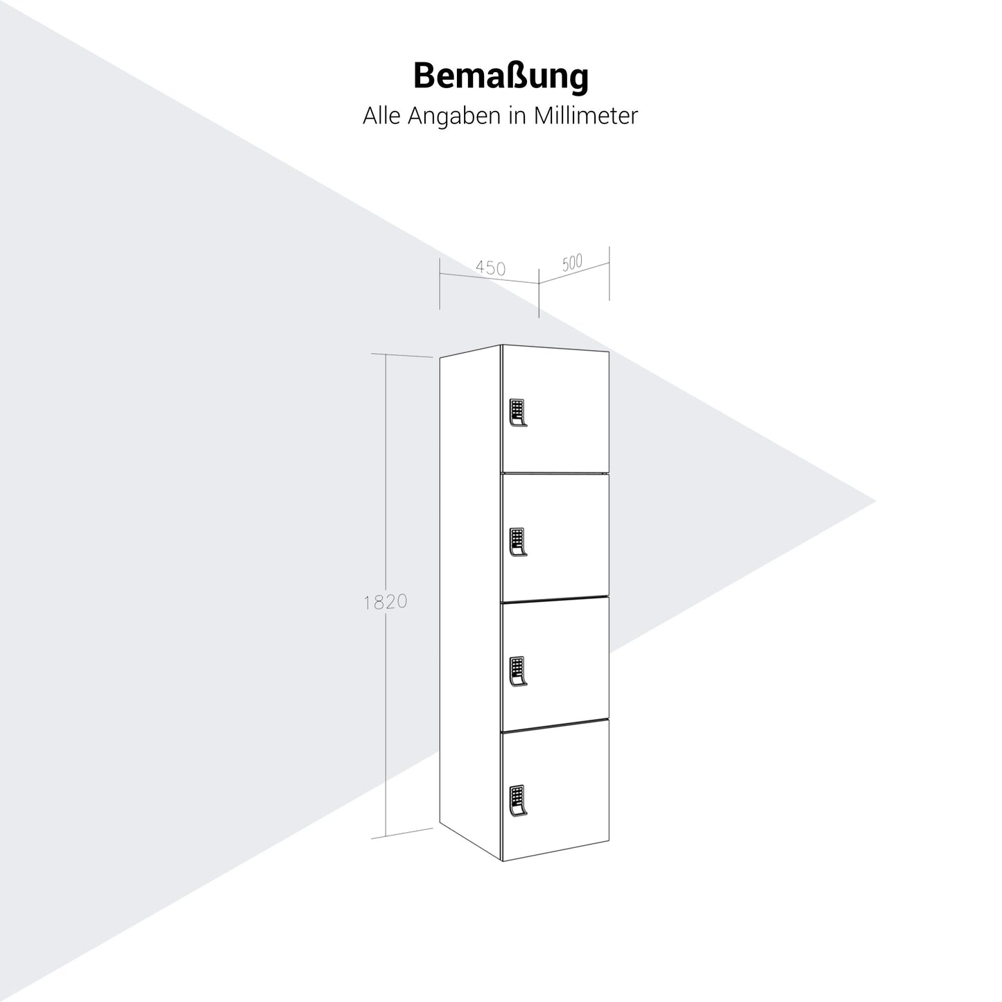 CHOICE Spind | 450 x 1820 mm, 2 große oder 4 kleine Schließfächer, Nussbaum