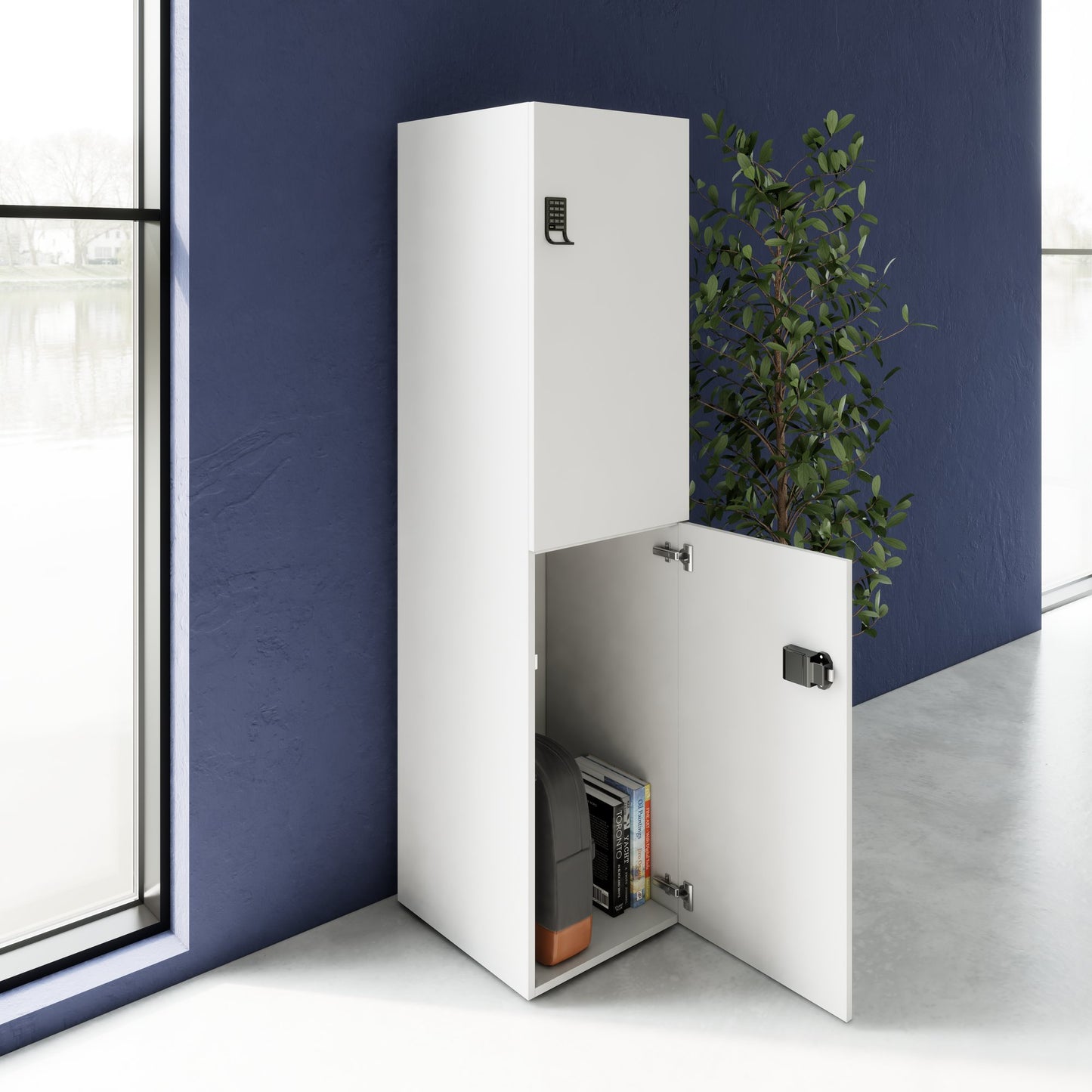 CHOICE Spind | 450 x 1820 mm, 2 große oder 4 kleine Schließfächer, Perlgrau