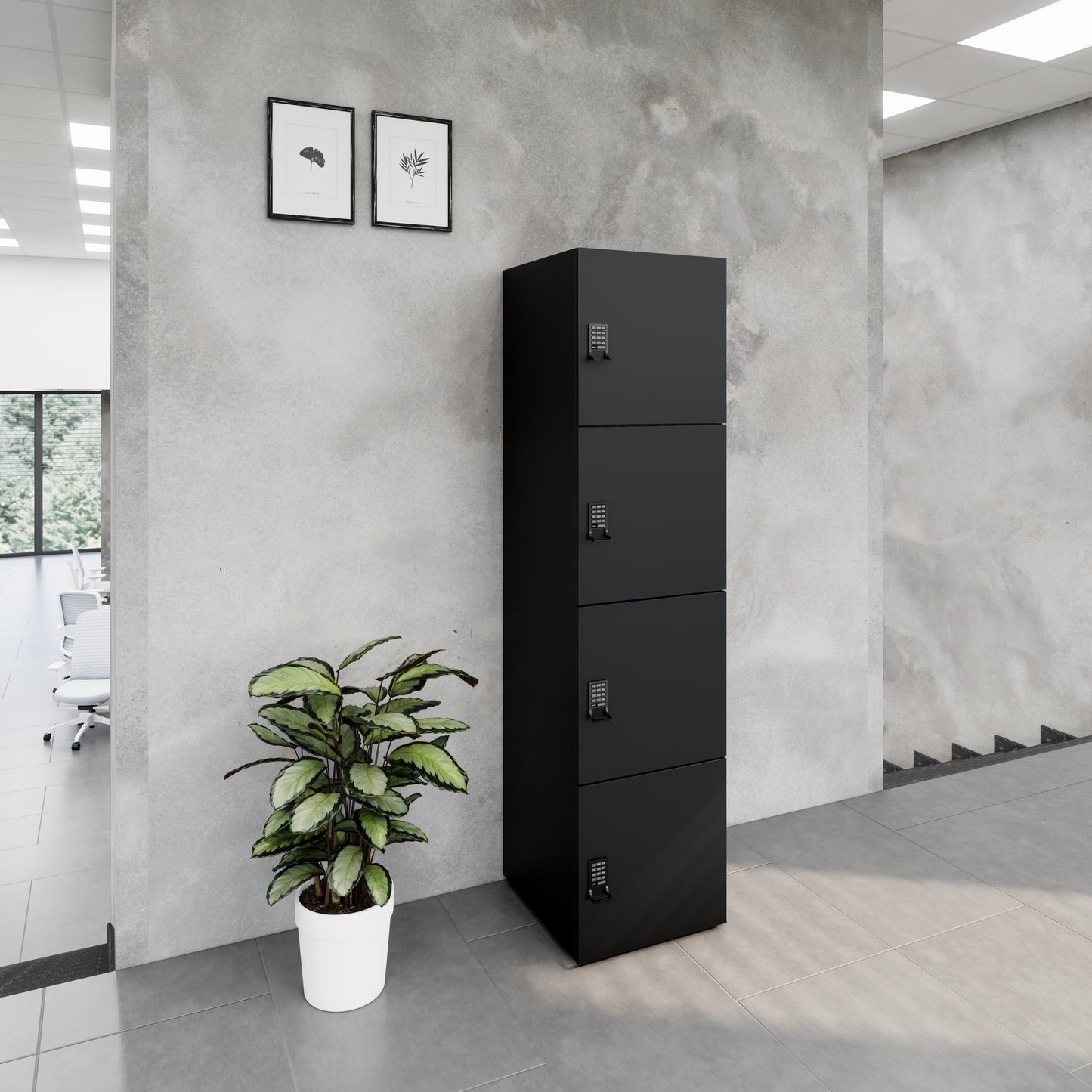 CHOICE Spind | 450 x 1820 mm, 2 große oder 4 kleine Schließfächer, Schwarz