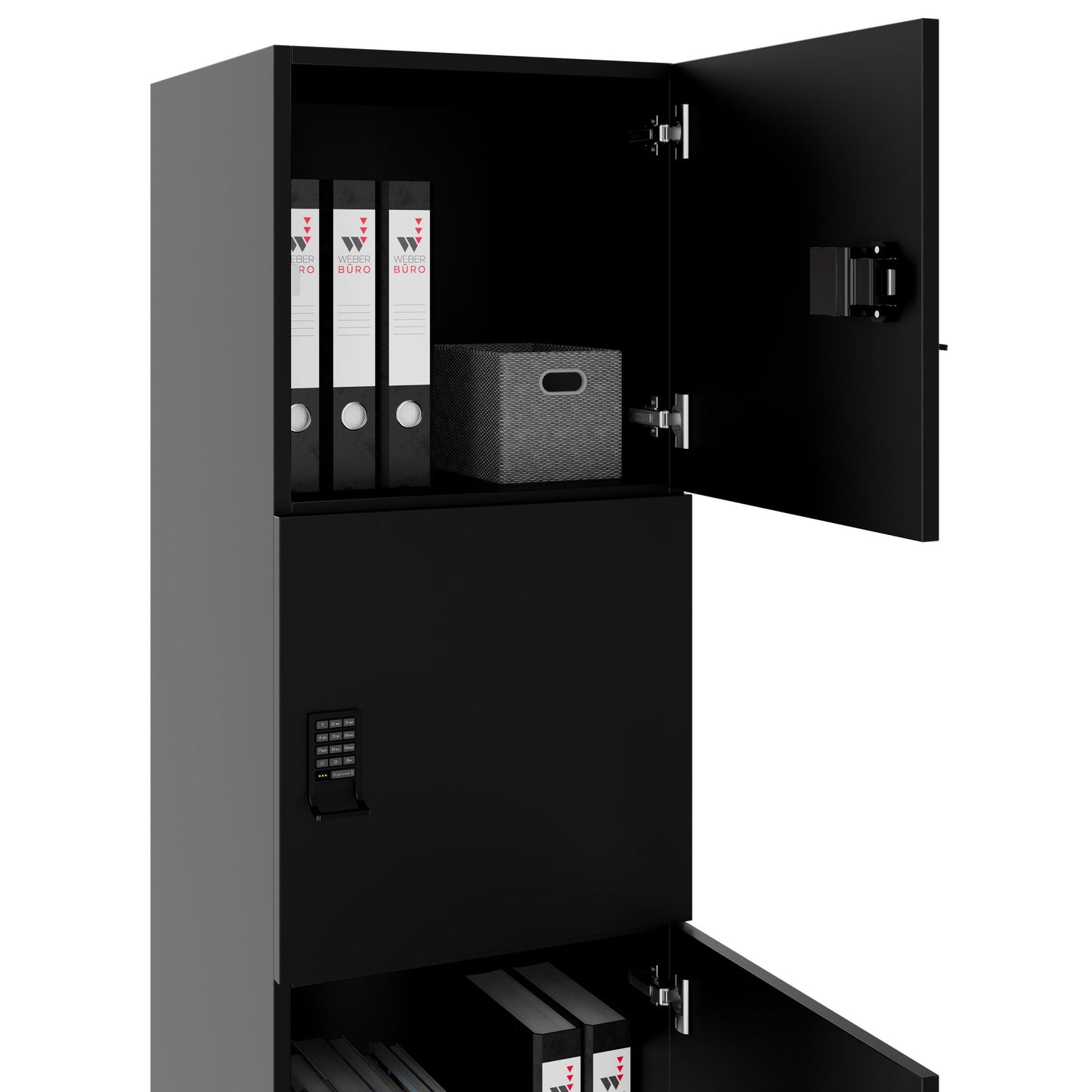 CHOICE Spind | 450 x 1820 mm, 2 große oder 4 kleine Schließfächer, Schwarz