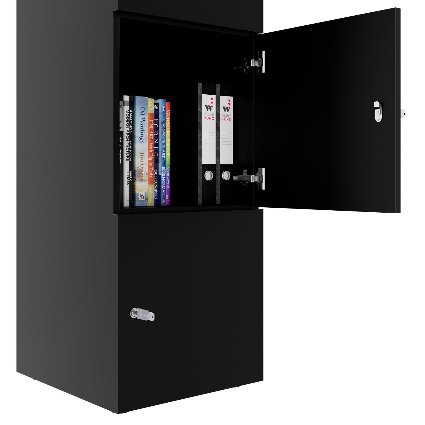 CHOICE Spind | 450 x 1820 mm, 2 große oder 4 kleine Schließfächer, Schwarz