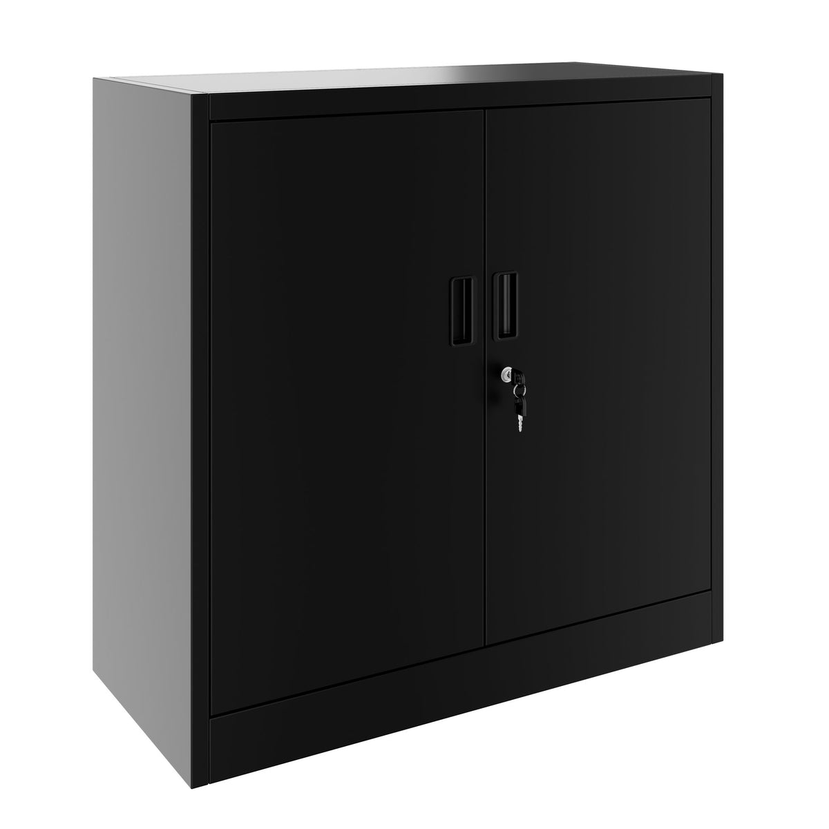 COREX Flügeltürenschrank | 2OH, 900 x 900 mm, Stahlkorpus, Schwarz - 1 Lightbox Main Image