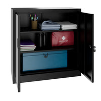 Corex wing door cabinet | 2OH, 900 x 900 mm, steel body, black