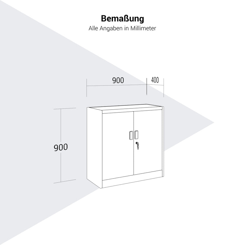 COREX Flügeltürenschrank | 2OH, 900 x 900 mm, Stahlkorpus, Schwarz - 7 Main Image