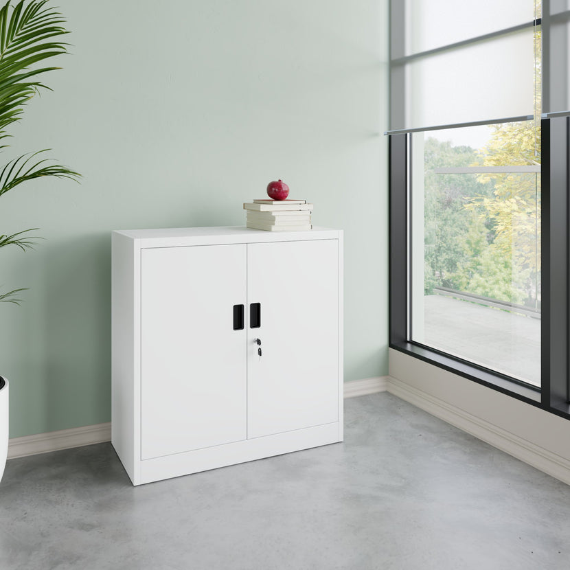 Corex wing door cabinet | 2OH, 900 x 900 mm, steel body, white