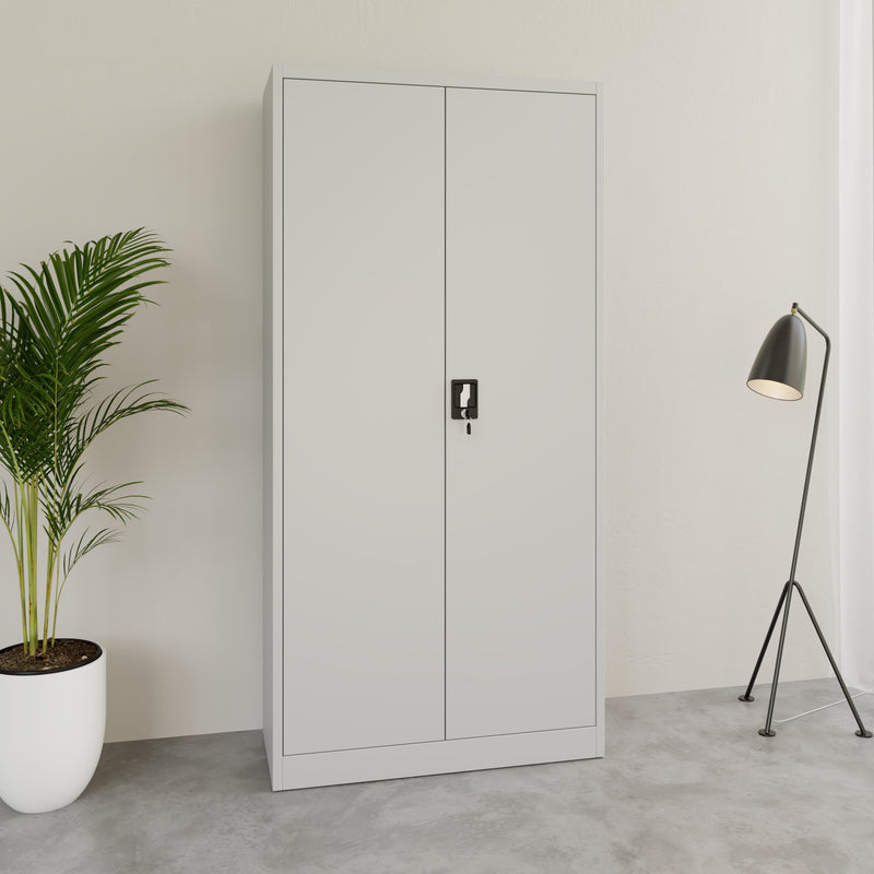 COREX armadio con ante battenti | 5OH, 900 x 1850 mm, corpo in acciaio, grigio chiaro  - 2 Main Image
