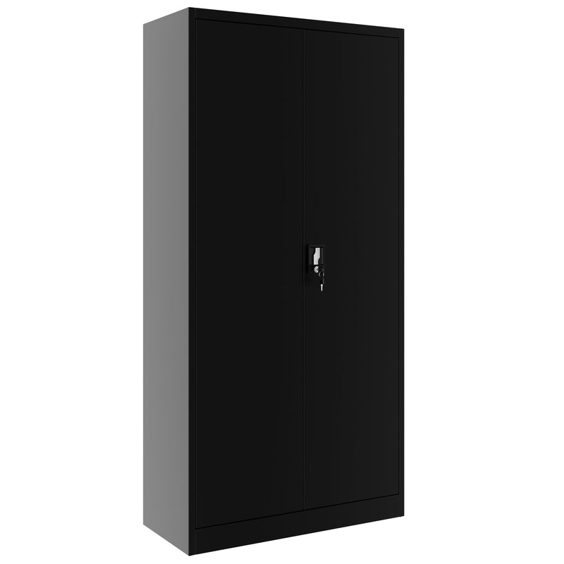Corex wing door cabinet | 5OH, 900 x 1850 mm, steel body, black - 1 Main Image