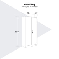 Corex wing door cabinet | 5OH, 900 x 1850 mm, steel body, black