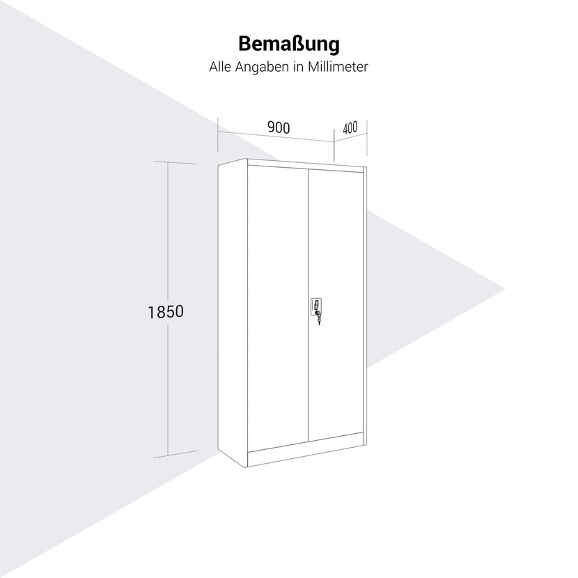 Corex wing door cabinet | 5OH, 900 x 1850 mm, steel body, black