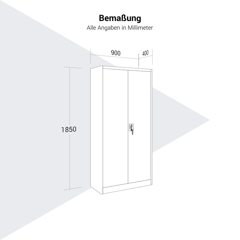 Armadio COREX con ante battenti | 5OH, 900 x 1850 mm, corpo in acciaio, bianco  - 7 Main Image