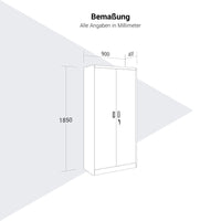 COREX Garderobenschrank | 900 x 1850 mm, Stahlkorpus, Weiss