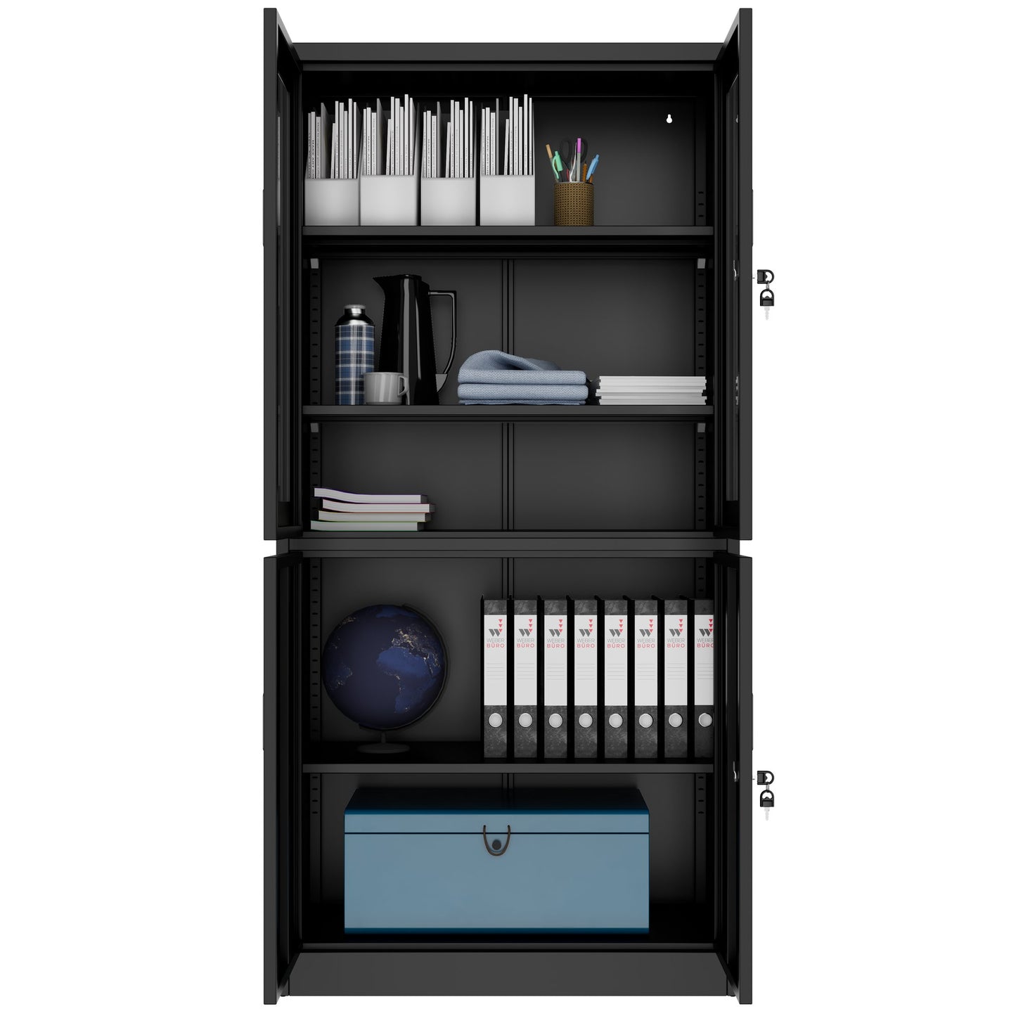 Corex combination cabinet | 5OH, 900 x 1850 mm, steel body, black