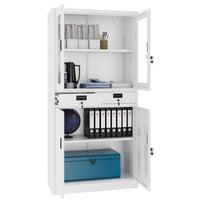 Corex combination cabinet | 900 x 1850 mm, steel body, with drawers, white