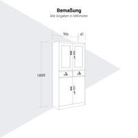 Corex combination cabinet | 900 x 1850 mm, steel body, with drawers, white