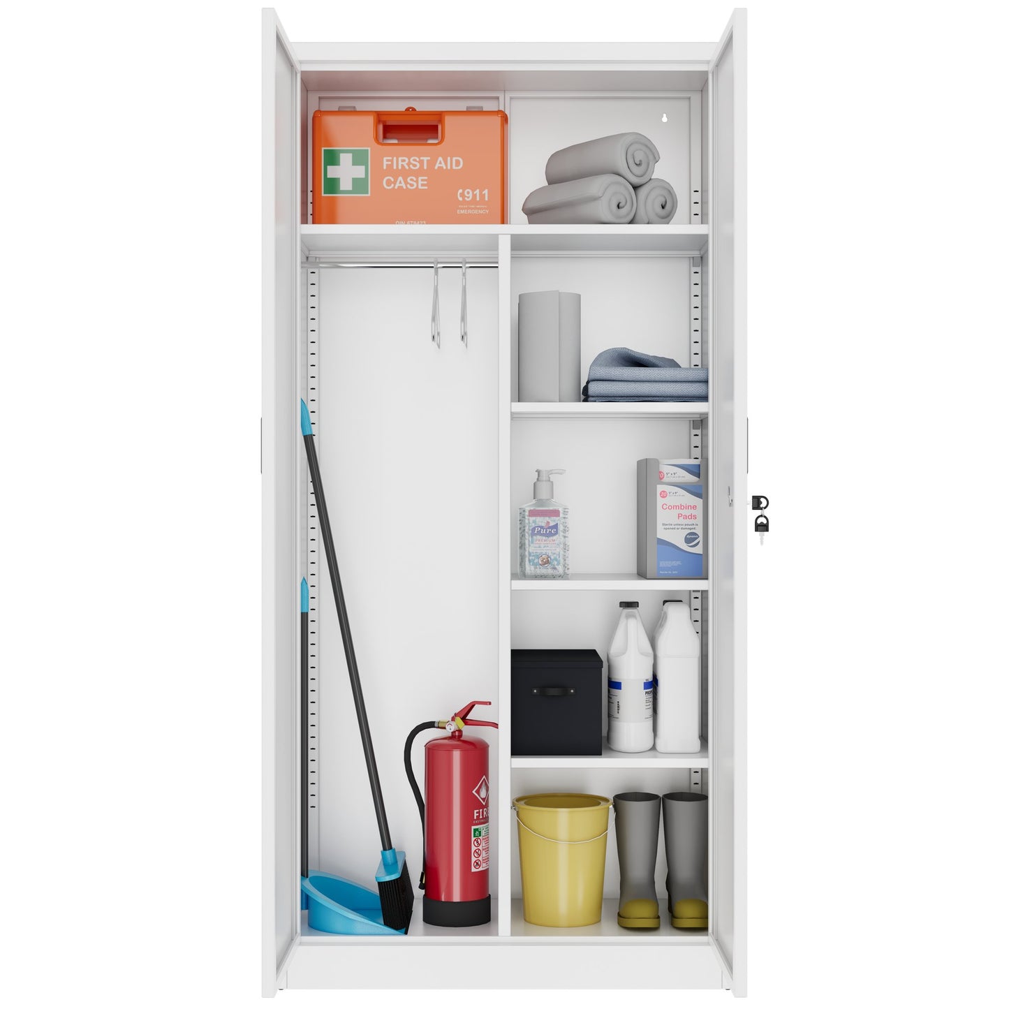 COREX Mehrzweckschrank | 900 x 1850 mm, Stahlkorpus, Weiß