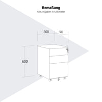 COREX Rollcontainer | 3 Schubladen, 500 mm tief, Schwarz