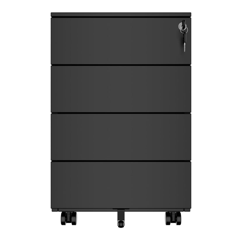 COREX Rollcontainer | 4 Schubladen, 500 mm tief, Schwarz