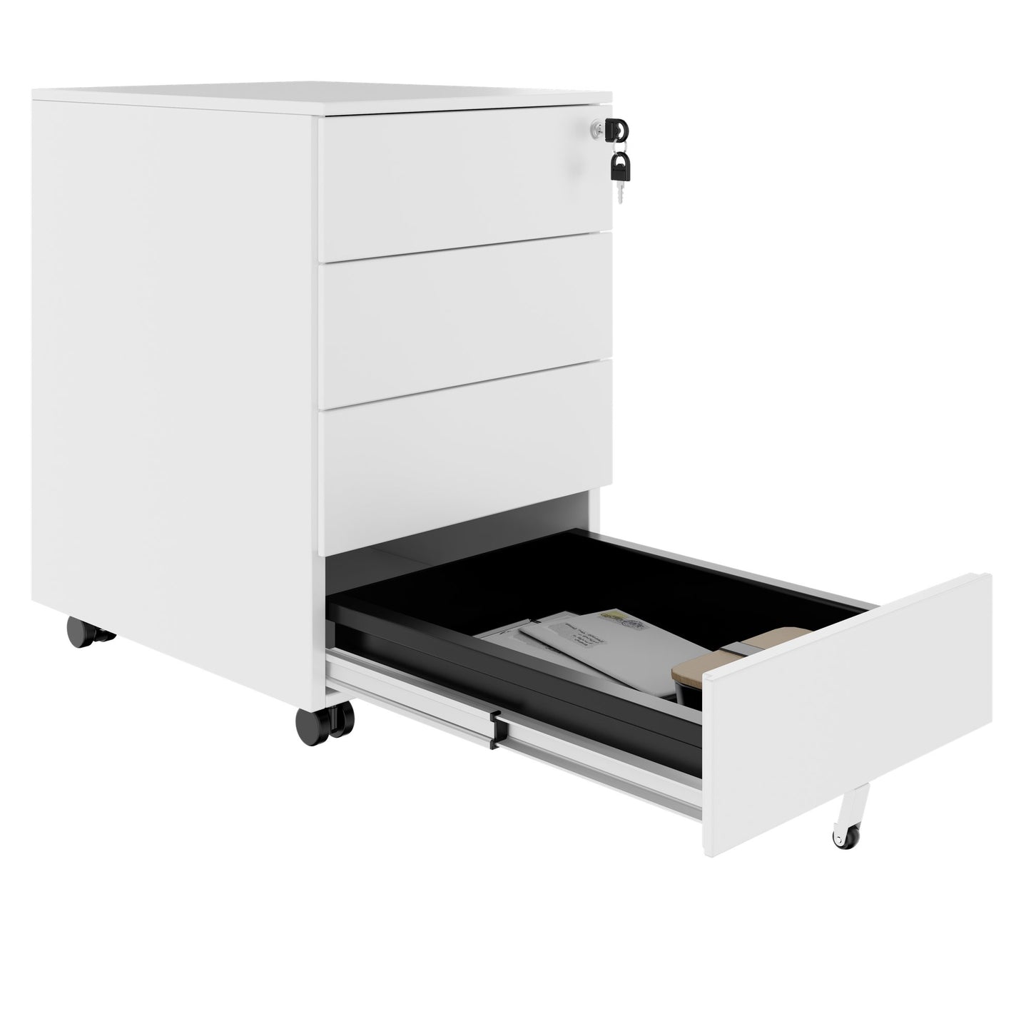 COREX Rollcontainer | 4 Schubladen, 500 mm tief, Weiss