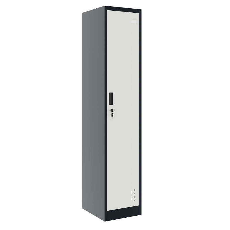 COREX vestiaire métallique | 380 x 1850 mm (1 compartiment verrouillable), corps en acier, anthracite / blanc  - 1 Main Image